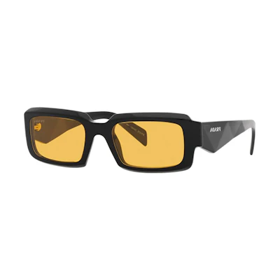 PRADA Rectangle Sunglasses for Men Black with Logo Print Design. PR27ZS16K70A