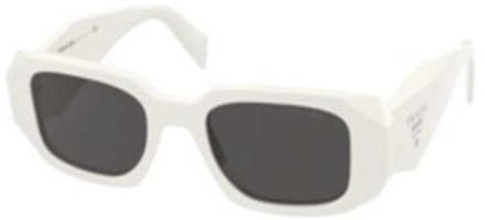 PRADA Rectangle Sunglasses White - Unisex Fashion Eyewear with Logo Temples 0PR17WSF1425S051 PRADA Rectangle Sunglasses White - Unisex Fashion Eyewear with Logo Temples 0PR17WSF1425S051