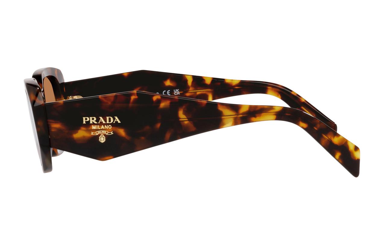 Shop PRADA Cermin Mata Rectangle Tortoiseshell Unisex Rekaan Pasangan dengan Logo Ukiran 0PR17WSFVAU2Z1