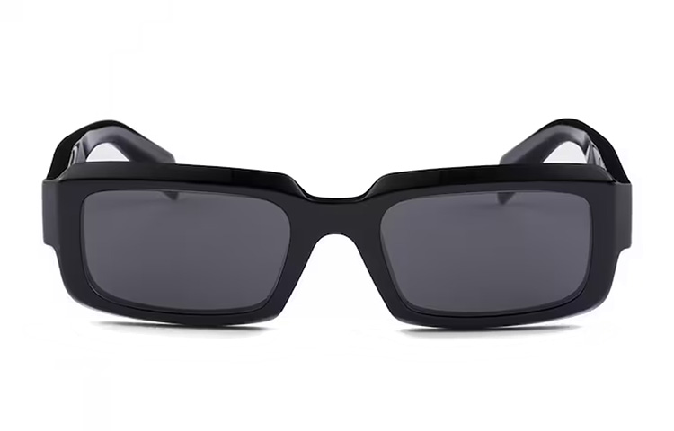 PRADA Rectangular Acetate Sunglasses Unisex Black Couples Style. SPR27Z_E16K_FE08Z_C_A055