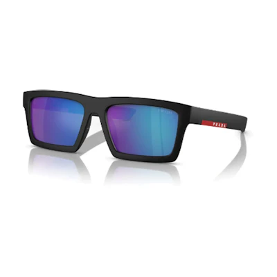 PRADA Rectangular Black Sunglasses Unisex Logo Temple Couple Style Sunglasses SPS02Z1BO08R