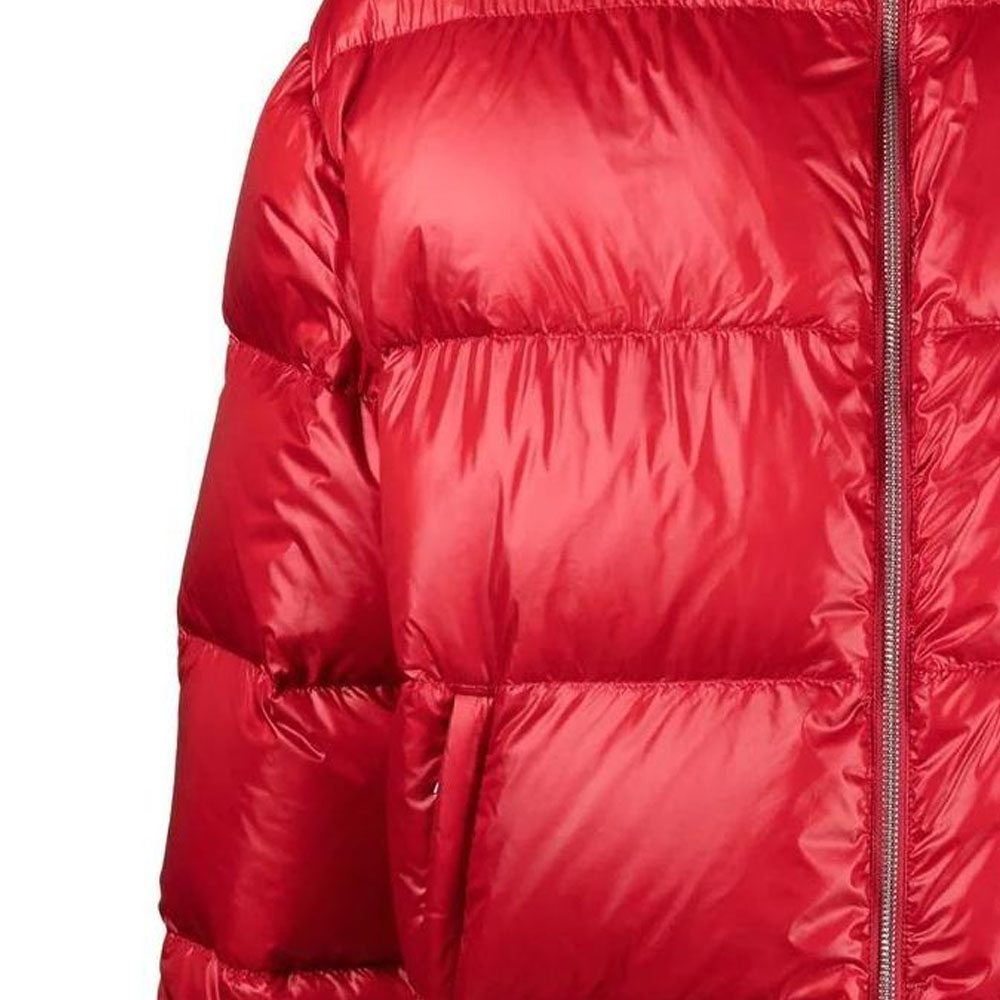 Sizing PRADA Red Logo Printed High-Neck Zipper Down Jacket Menswear. SGC089-11A9-F0011