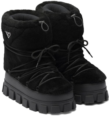 프라다 블랙 유니섹스 숏 스노우부츠 (lace-up) 2U032N_173_F0002_F_040 Order 프라다 블랙 유니섹스 숏 스노우부츠 (lace-up) 2U032N_173_F0002_F_040