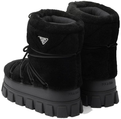 프라다 블랙 유니섹스 숏 스노우부츠 (lace-up) 2U032N_173_F0002_F_040 Shop 프라다 블랙 유니섹스 숏 스노우부츠 (lace-up) 2U032N_173_F0002_F_040