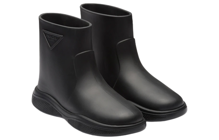 Prada Rubber Insert Round Toe Ankle Boots 'Black' 圖 3
