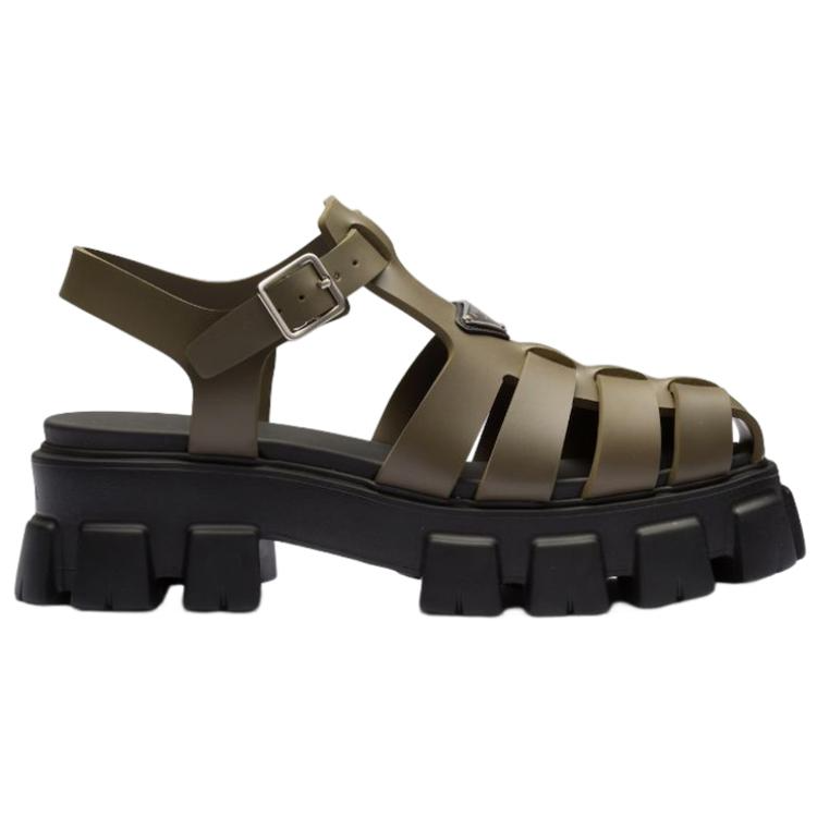 Order 普拉达橡胶徽标厚底时尚凉鞋 '卡其黑' 2X3083_3LKK_F0P80