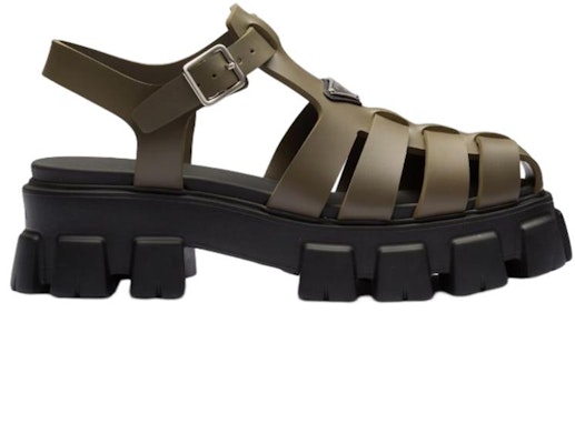 普拉达橡胶徽标厚底时尚凉鞋 '卡其黑' 2X3083_3LKK_F0P80 Order 普拉达橡胶徽标厚底时尚凉鞋 '卡其黑' 2X3083_3LKK_F0P80