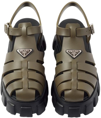 Prada Rubber Logo Platform Fashion Sandal 'Khaki Black' 2X3083_3LKK_F0P80 Lookbook Prada Rubber Logo Platform Fashion Sandal 'Khaki Black' 2X3083_3LKK_F0P80