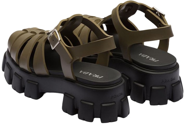 Prada Rubber Logo Platform Fashion Sandal 'Khaki Black' 2X3083_3LKK_F0P80 Shop Prada Rubber Logo Platform Fashion Sandal 'Khaki Black' 2X3083_3LKK_F0P80