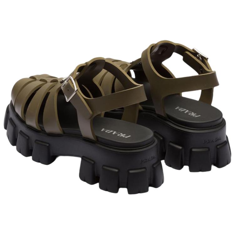 Purchase 普拉达橡胶徽标厚底时尚凉鞋 '卡其黑' 2X3083_3LKK_F0P80