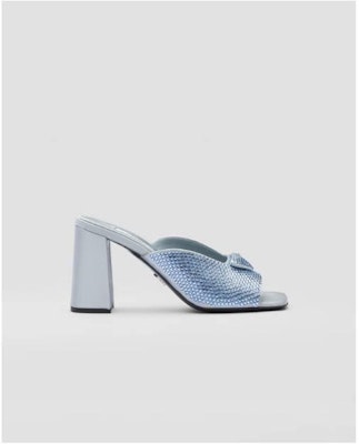 Prada Satin Heel Mules with Crystals 'Blue' 1XX6422AWLF0076F085 Purchase Prada Satin Heel Mules with Crystals 'Blue' 1XX6422AWLF0076F085