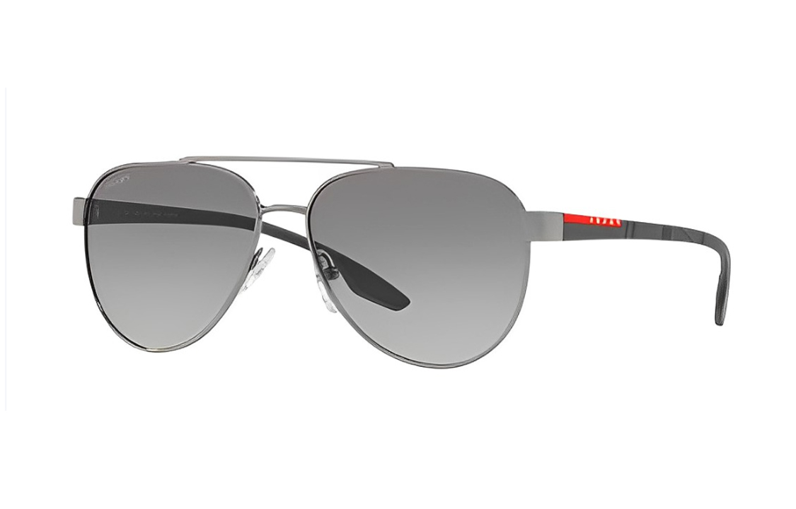 Buy 普拉达银色双桥飞行员太阳镜男款. PS54TS5AV3M1