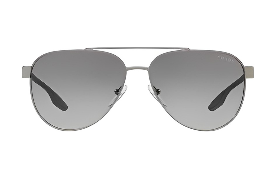 Lookbook 普拉达银色双桥飞行员太阳镜男款. PS54TS5AV3M1