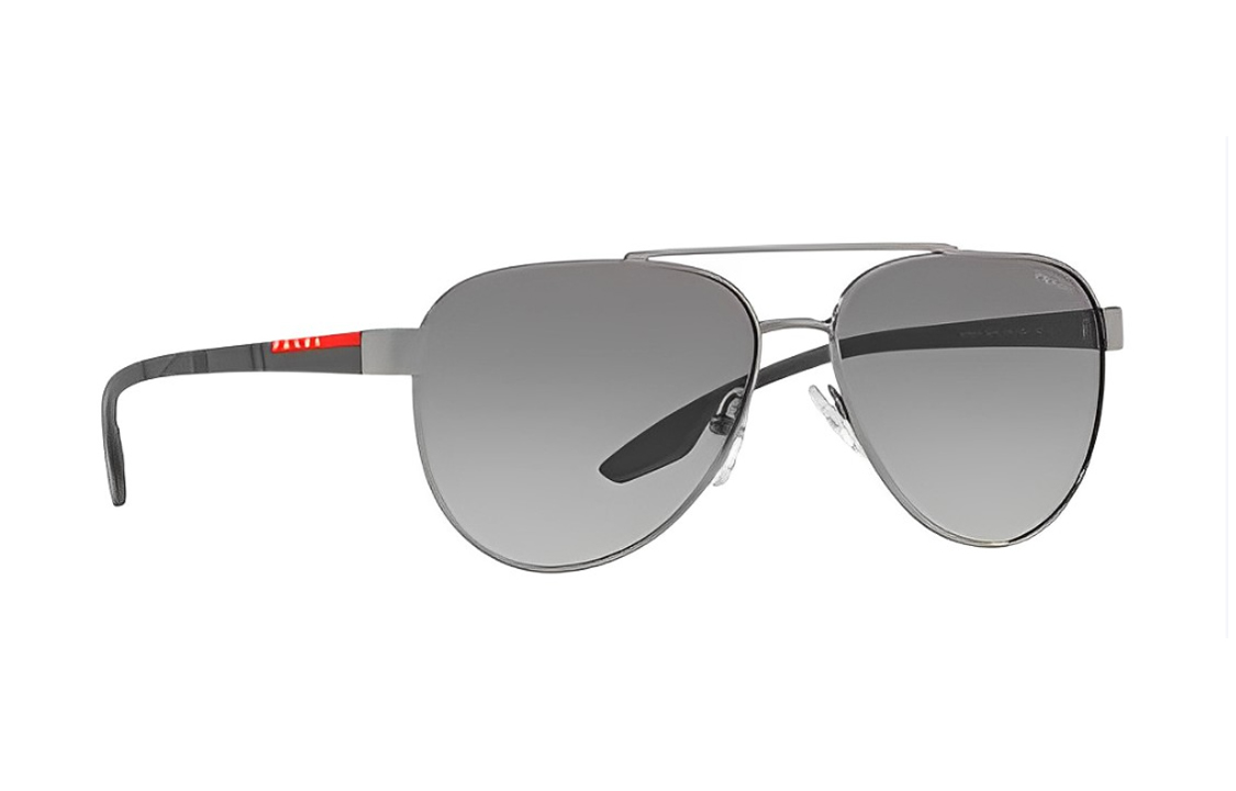 Shop 普拉达银色双桥飞行员太阳镜男款. PS54TS5AV3M1