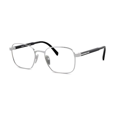 PRADA Silver Rectangular Optical Glasses with Metal Acetate Frame POIZON240621946