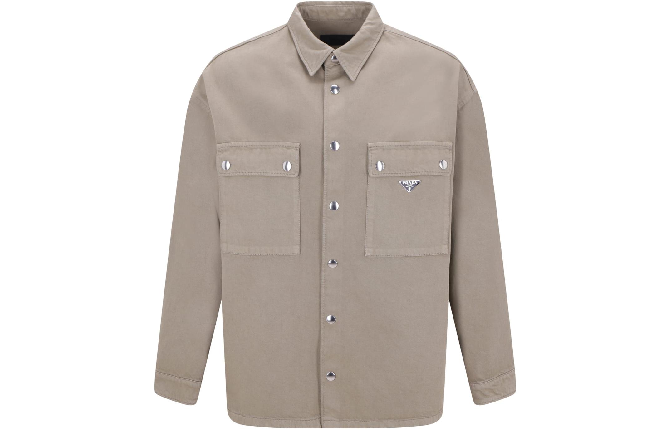 Prada Single-Breasted Khaki Long-Sleeve Jacket GEC088S23213B3-F0572
