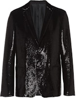 PRADA Single-Breasted Sequin Slim Blazer Unisex Black UGN181-1Z9V-F0002-S-221 PRADA Single-Breasted Sequin Slim Blazer Unisex Black UGN181-1Z9V-F0002-S-221