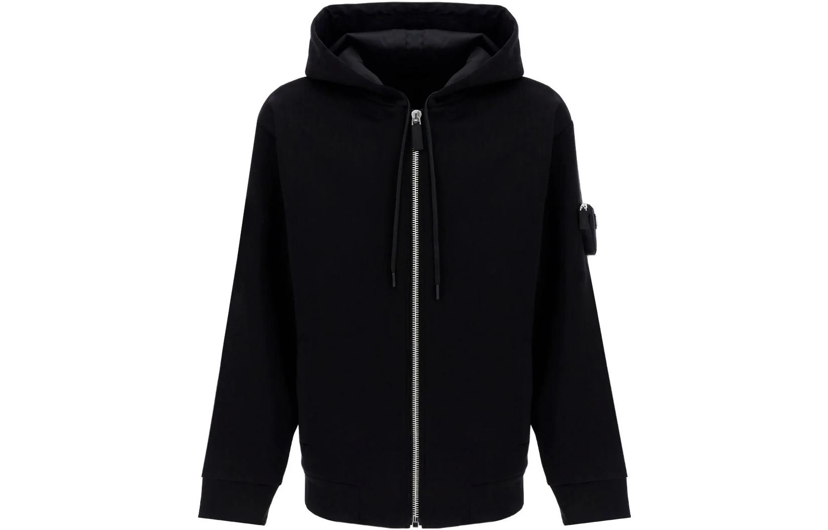 Prada Slim Fit Solid Black Zip-Up Hoodie with Hood UJL19-41YFJ-F0806-S-212