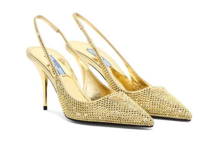 Prada Slingback High Heels 'Gold Crystal' 圖 2