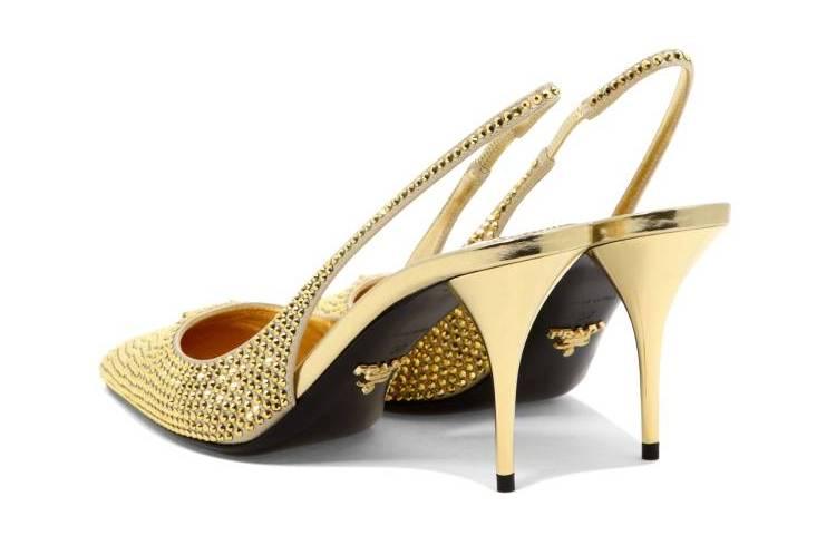Prada Slingback High Heels 'Gold Crystal' 圖 3