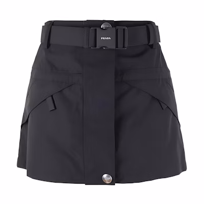 PRADA Solid Color Belted Mini Casual Skirt Black 21H955-13GS-F0002