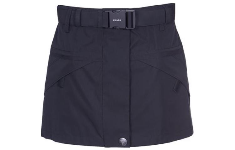 Order 普拉达纯色腰带迷你休闲裙 黑色 21H955-13GS-F0002