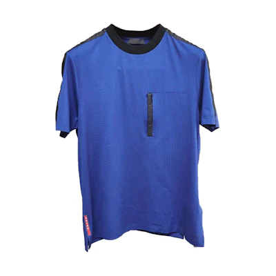 PRADA Solid Color Crew Neck Short Sleeve T-Shirt Blue SJN203-1KG6-F0147-S-181