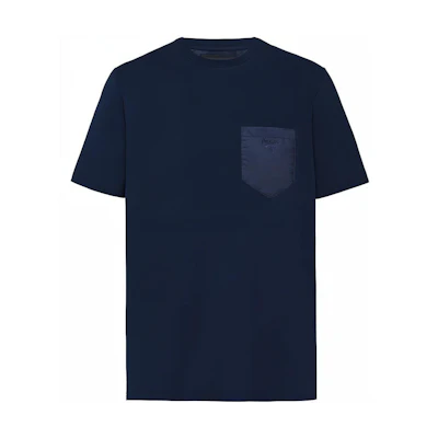 PRADA Solid Logo Crew Neck T-Shirt Deep Blue UJN587-1UOQ-F083Q-S-192