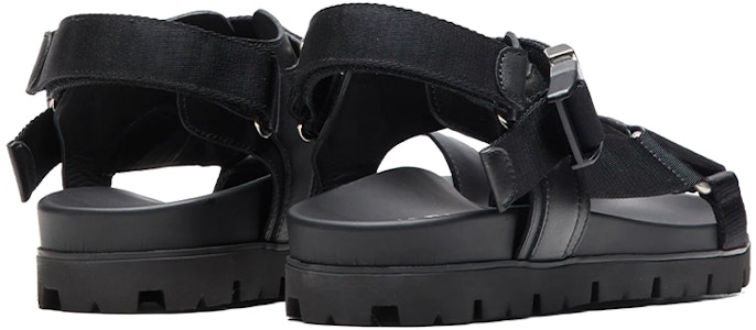 Prada 普拉達 皮革和尼龍飾帶運動涼鞋 黑色 Lookbook Prada 普拉達 皮革和尼龍飾帶運動涼鞋 黑色