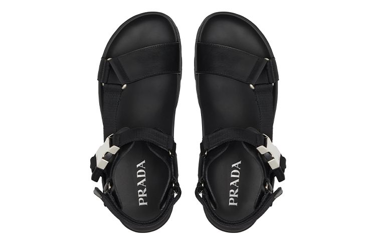 Shop 프라다 스포티 레더 & 나일론 샌들 '블랙' 2X3055-3L74-F0002