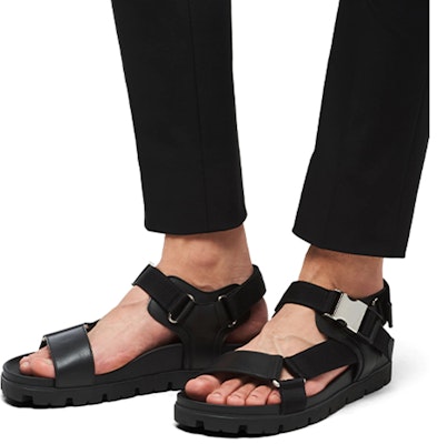 Sandal Prada Kulit dan Nilon Sporty 'Hitam' 2X3055-3L74-F0002 Details for Sandal Prada Kulit dan Nilon Sporty 'Hitam' 2X3055-3L74-F0002