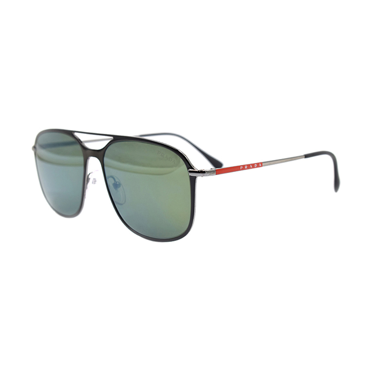 PRADA SPS53T  Black Silver/Green Mirror Business Travel Sunglasses. SPS53T-1AB-213-56