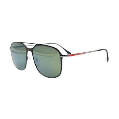 PRADA SPS53T Black Silver/Green Mirror Business Travel Sunglasses. SPS53T-1AB-213-56