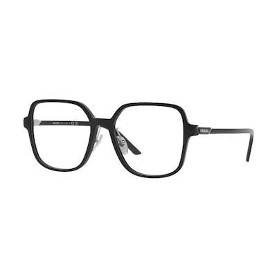 PRADA Square Optical Glasses Black with Logo Unisex Eyewear for All Seasons 0PR13ZVD-1AB1O1