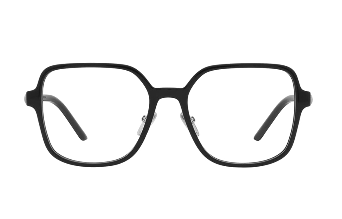 Lookbook PRADA Square Optical Glasses Black with Logo Unisex Eyewear for All Seasons 0PR13ZVD-1AB1O1