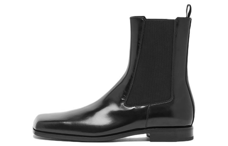 Prada Square Toe Leather Chelsea Boots 'Black' 2TG206_P39_F0002