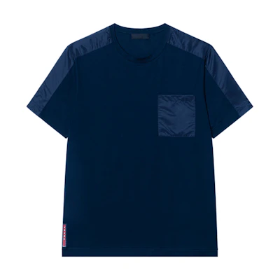 PRADA SS18 Solid Color Minimalist Crew Neck T-Shirt Deep Blue SJN170-710-F0124