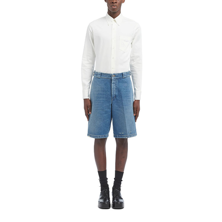 Lookbook PRADA SS21 藍色牛仔短褲伯穆達款 GEP338-1ZAB-F0008-S-212