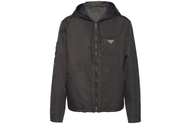 PRADA SS21 Black Casual Solid Long Sleeve Hoodie Jacket. SGB681-1YFL-F0002-S-202