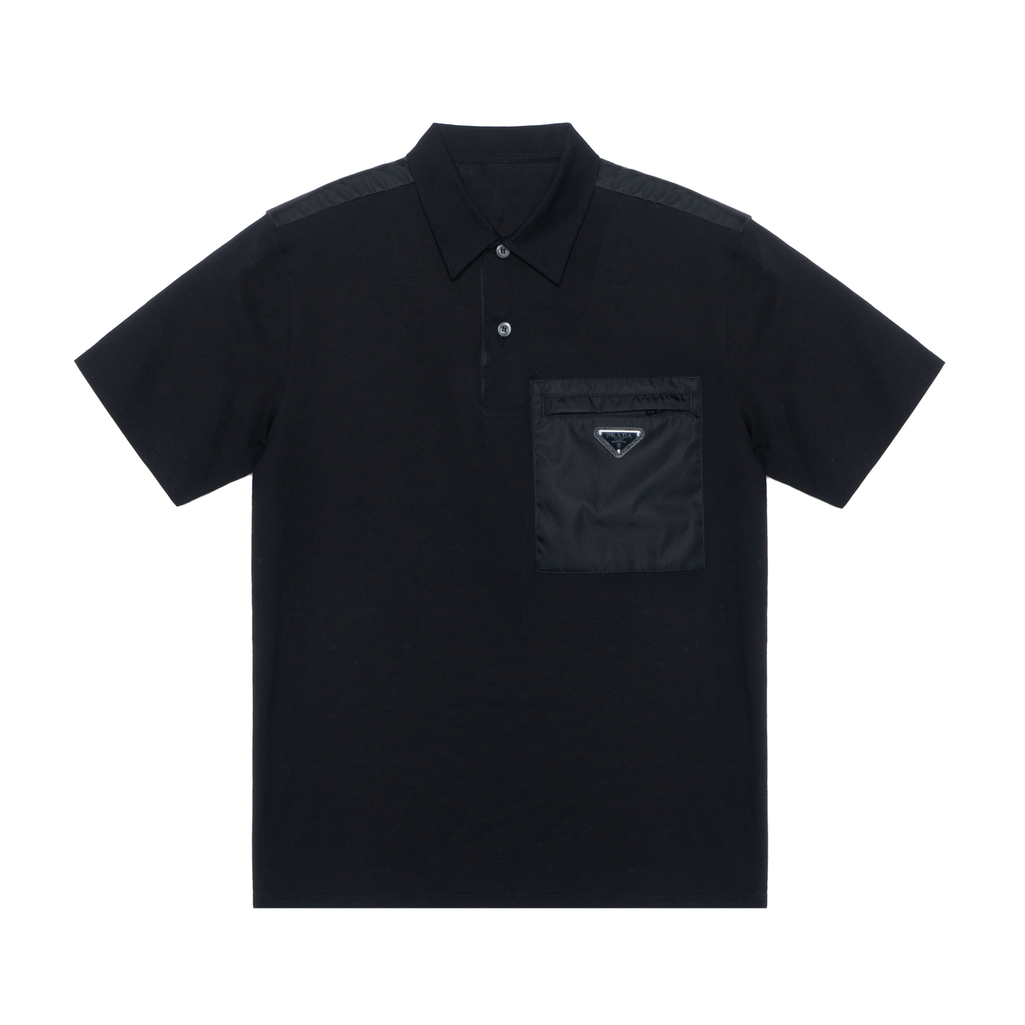 Order プラダ SS21 ブラック コットン リラックスフィット 半袖ポロシャツ ポケット付き UJN703-1YED-F0806-S-211