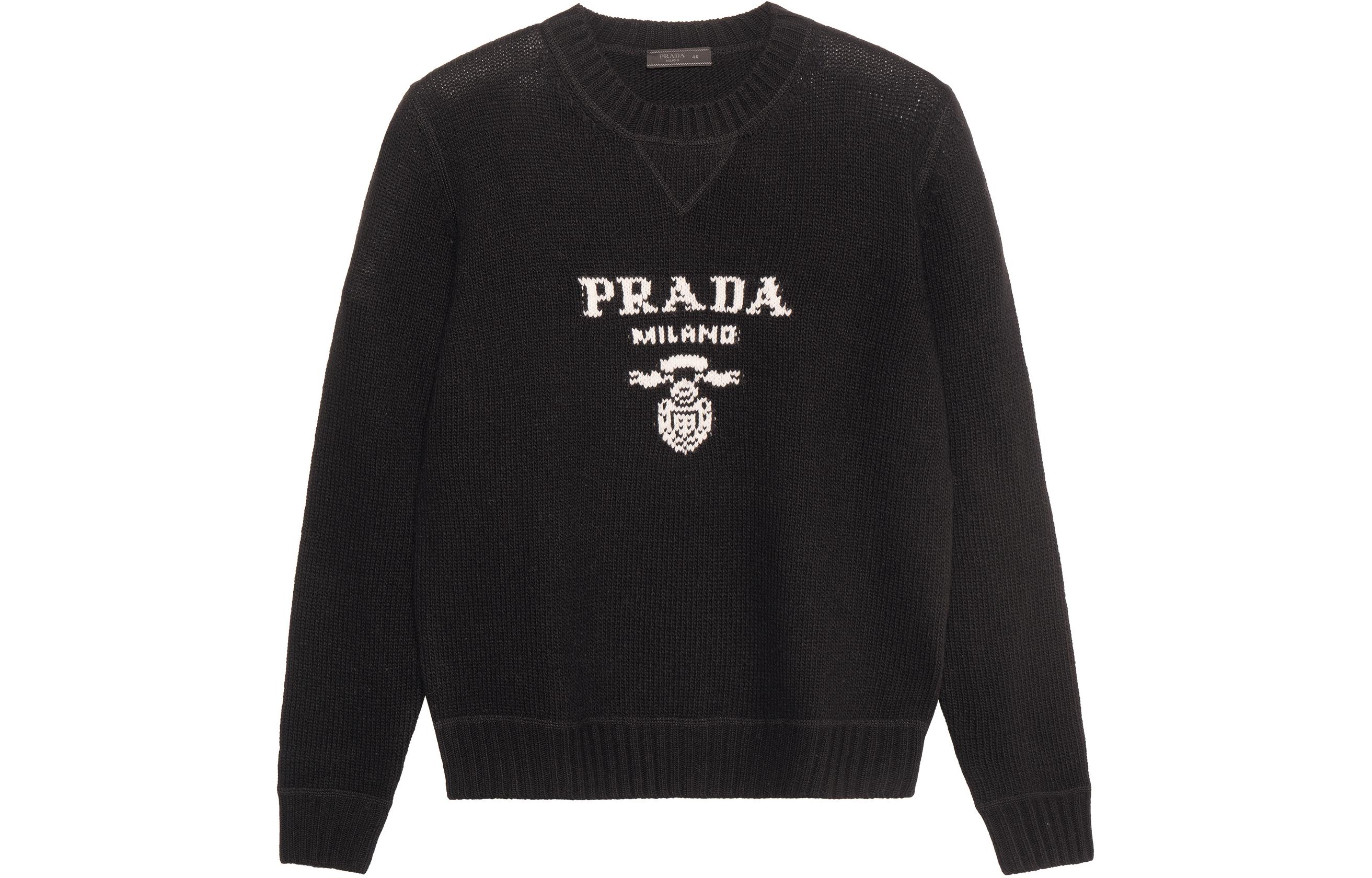 Order PRADA SS21 Black Logo Jacquard Knit Pullover Sweater. UMB223-1YMW-F0002-S-211