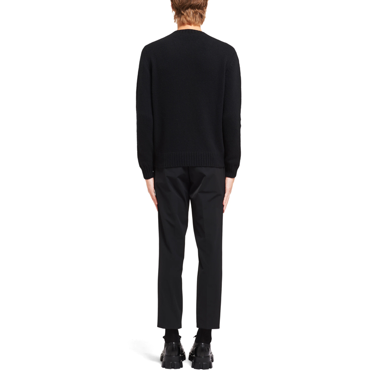 Purchase PRADA SS21 Black Logo Jacquard Knit Pullover Sweater. UMB223-1YMW-F0002-S-211