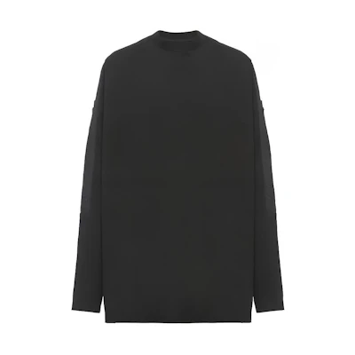 PRADA SS21 Black Long-Sleeve Polo Shirt with Nylon Details UJL184-1YR5-F0806-S-212
