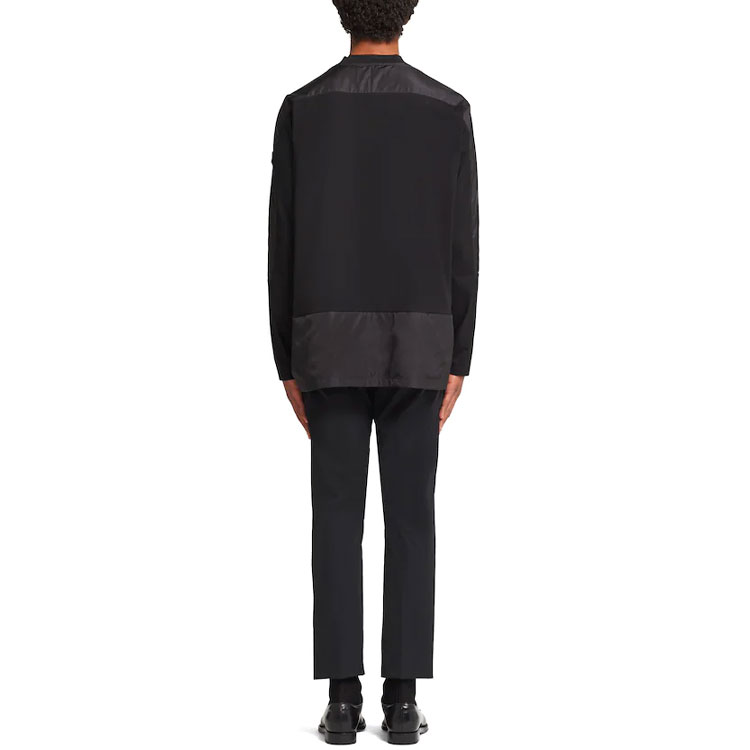 Shop 普拉达 SS21 黑色长袖尼龙细节Polo衫 UJL184-1YR5-F0806-S-212