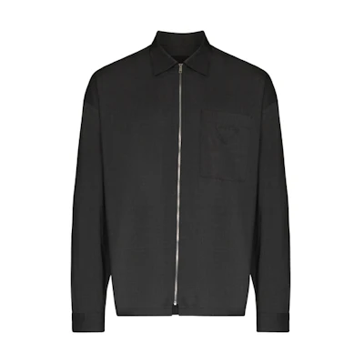 PRADA SS21 Black Long Sleeve Sun Protection Shirt with Logo Pattern. SC540-S211-1RII-F-0480