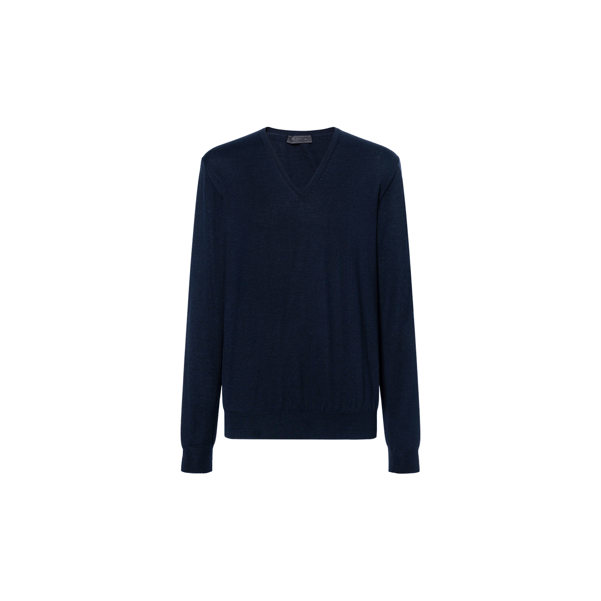 PRADA SS21 Blue Fine Wool V-Neck Knit Long Sleeve Sweater UMM985-C5W-F0SVF