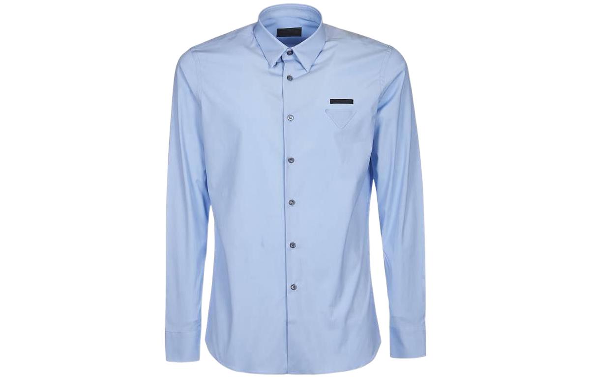 PRADA SS21 Blue Long Sleeve Stretch Cotton Shirt UCN259-F62-F0076-S-201