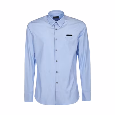 PRADA SS21 Blue Long Sleeve Stretch Cotton Shirt UCN259-F62-F0076-S-201