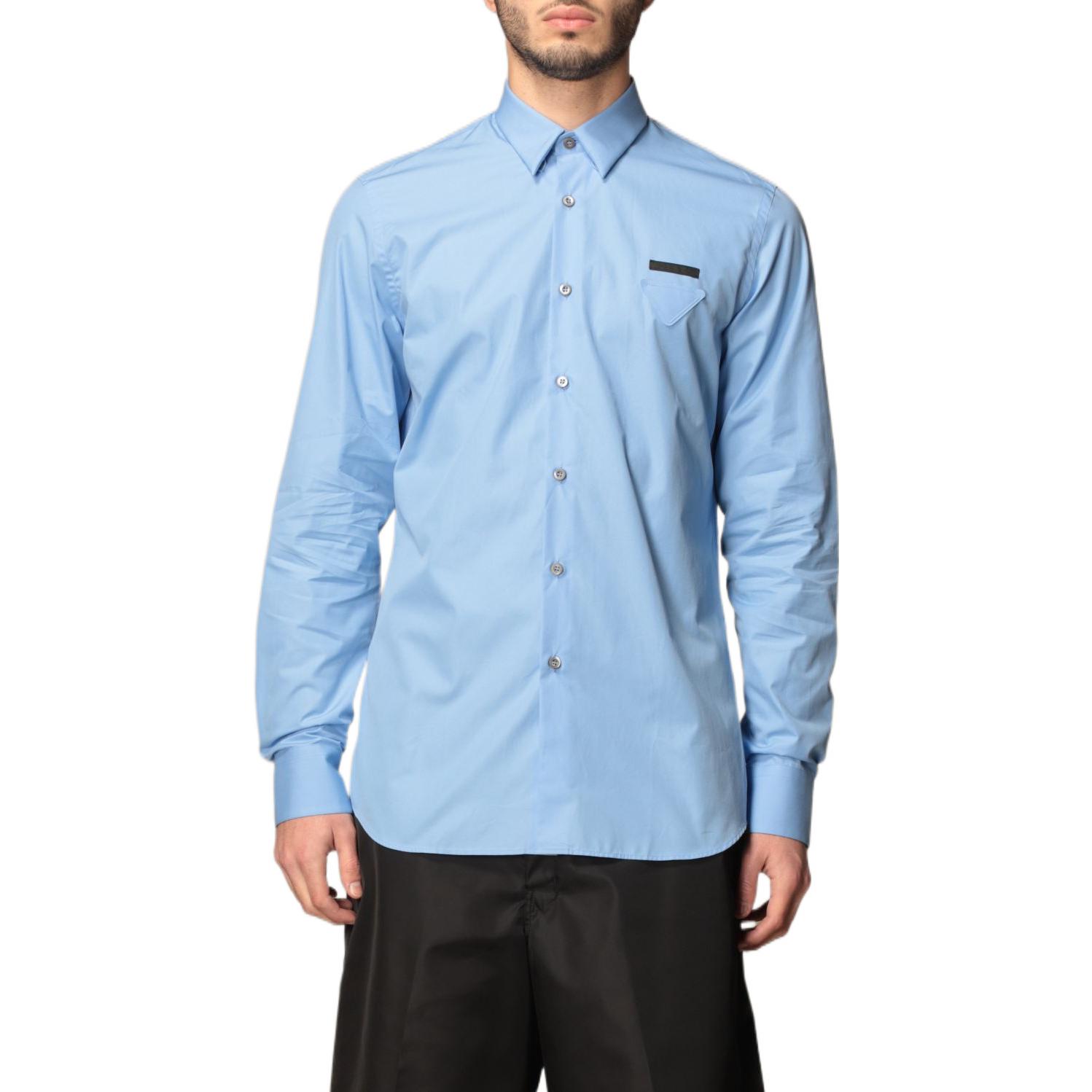 PRADA SS21 Blue Long Sleeve Stretch Cotton Shirt UCN259-F62-F0076-S-201 圖 4