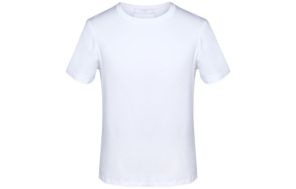 Order PRADA SS21 Baju-T Kapas Leher-V Putih UJM565-710-F0009